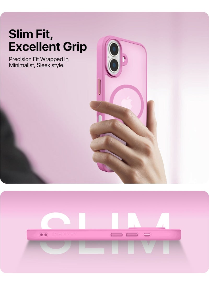 INFINYTY iPhone 16 Plus Case– Gleam Series (Pink) Hybrid Matte Finish, Seamless Color Match, MagSafe Compatible, Mil. Grade Drop-Tested, Air Cushion Corners, Soft Touch, Scratch-Resistant - Image 2